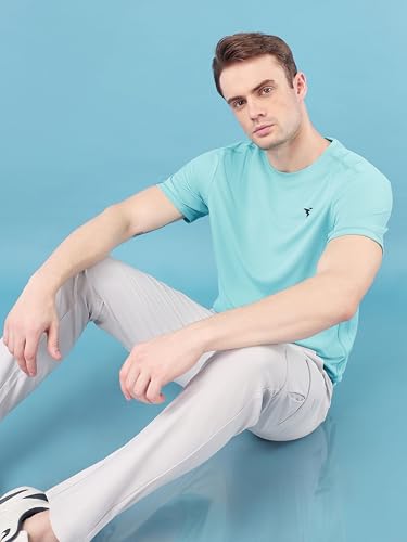 Image of TECHNOSPORT Men's Slim Fit Polyester Activewear Sports T-Shirt with Moisture-Wicking Comfort for Workout, Running & Gym