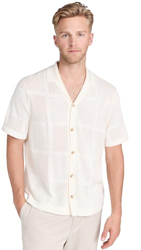Vince Men's Patchwork Pointelle Button Down Sweater