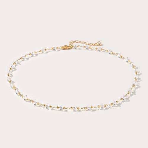 Fettero Choker Necklace for Women 14K Gold Plated Beaded Ball Boho Necklaces Charm Dainty Gold Necklaces for Women Summer Jewelry