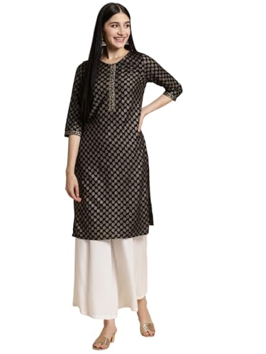 Image of rangita Women Rayon Regular Fit Knee Length Printed Straight Kurti | Kurta