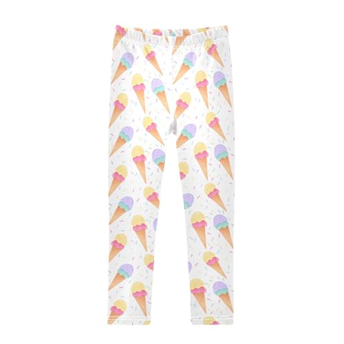 Sweet Ice Cream Girls Leggings,Workout Leggings for Girls Toddler Athletic Leggings Size for 3-10T
