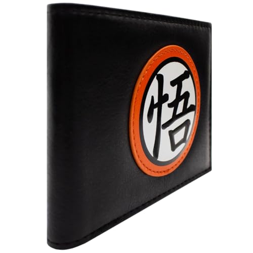 Defensor de la Tierra Traje de Combate Gi Go Kanji Emblema Billetera/Cartera Doble Pliegue Identificación & Porta Tarjetas, Negro