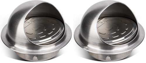 Image of Matework Dryer Vent Cover Outside, 4 Inch Stainless Steel Round Dryer Vent, Auto-Open Wall Vent (Pack of 2)