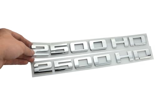Image of Set of 2 2500HD Letter Nameplate Emblems 2500 HD Badge Decal Compatible with 2500 HD 2007-2018 (Chrome)