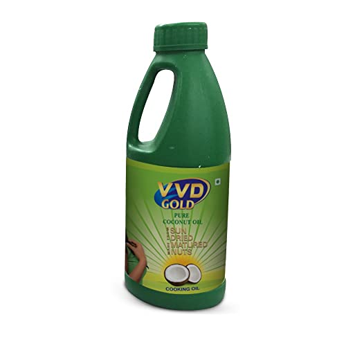 Image of VVD Gold Pure Coconut Oil - 1 Litre Can Super Saver pack | For Cooking Purpose | Thengai Ennai | Velichenna | Naariyal Tel | Kobbari Nune | Tengina Enne