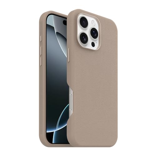 Image of OtterBox iPhone 16 Pro Max Symmetry Series Cactus Leather for MagSafe - Grey Comfort - Ultra-Thin, Sleek iPhone Case, Premium iPhone Case, MagSafe Compatible
