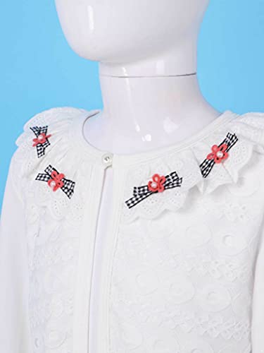 Kids Pure Color Long Sleeve Lace One Button Closure Cardigan Shrug Girls Cotton Bolero Dress Wear4