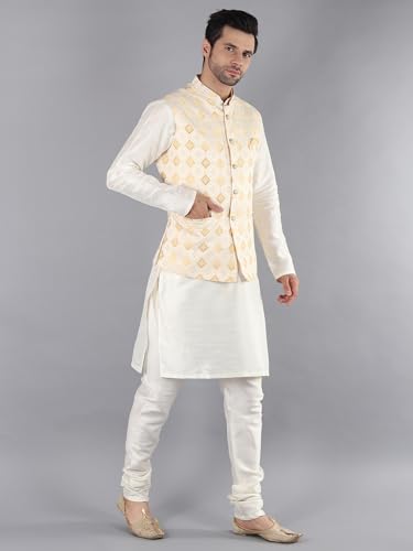 Image of Uri and MacKenzie Men's Silk Blend Kurta Pajama with Designer Ethnic Nehru Jacket /Modi Jacket