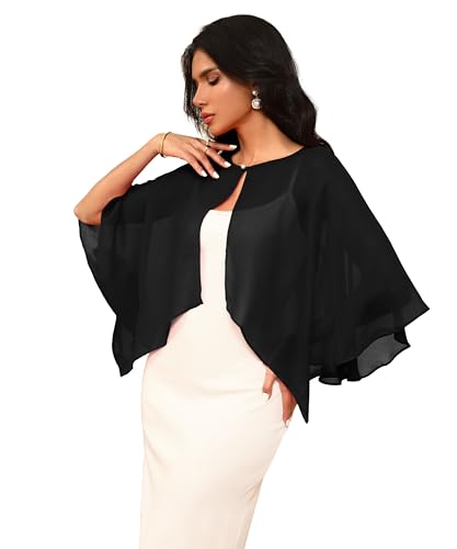 Chiffon Large Capelets Shawl Wraps Women's Girls Shrug for Evening Dress Wedding Cape Cover Up 1920s