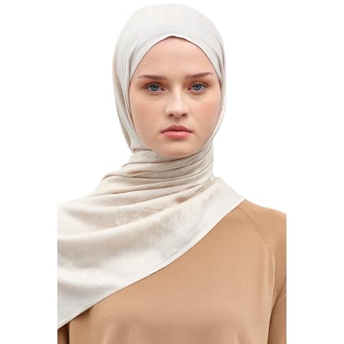 Hijab Scarf for Women, Houndstooth Pattern Elegant Modest Fashion, Premium Soft, Versatile Headscarf Shawl for Women, Luxury, Viscose & Acrylic Blend, Stone2