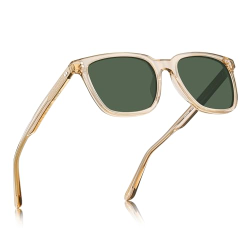 Image of CARFIA Acetate Polarized Sunglasses for Men UV400 Protection Classic Retro Square Shades Driving Glasses