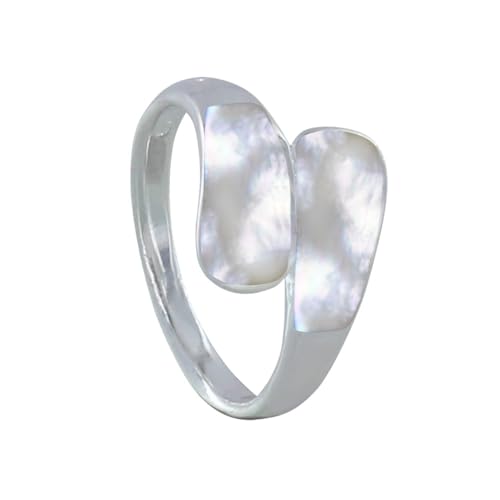 LES POULETTES BIJOUX - Bague Argent 925 Toi et Moi Gouttes en Nacre - taille 54
