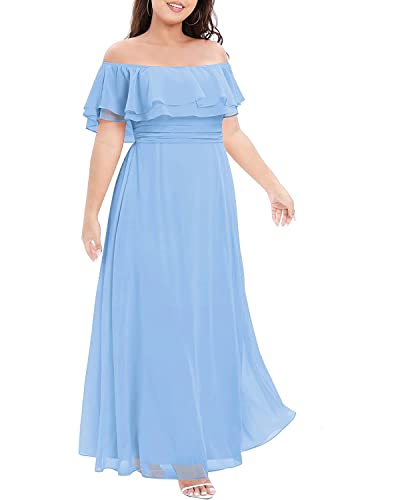 Image of Pinup Fashion Plus Size Formal Bridesmaid Wedding Guest Chiffon Long Dress