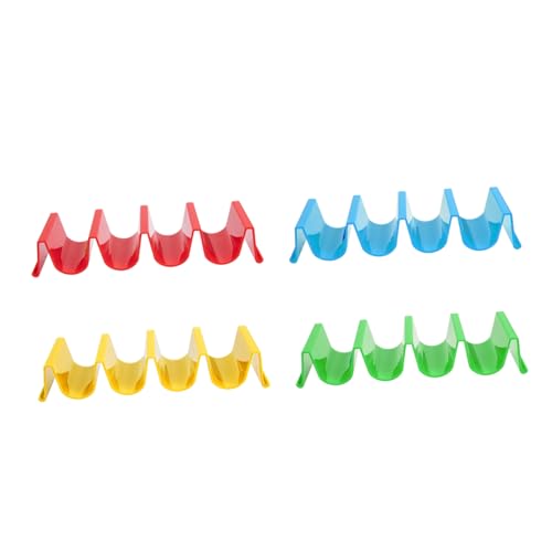 Unomor 4pcs Taco Stand Taco Grill Mexican Pancake Stand Bandejas Para Tabletop Accessories Crepes Taco Plate Taco Truck Tray Baking Pancake Holder Taco Holder Plate Trays Plastic Colorful