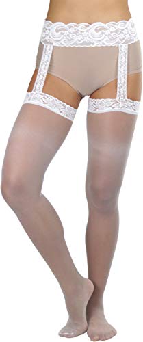Image of ToBeInStyle Women's Attached Garter Belt Suspender Nylon Stocking Pantyhose