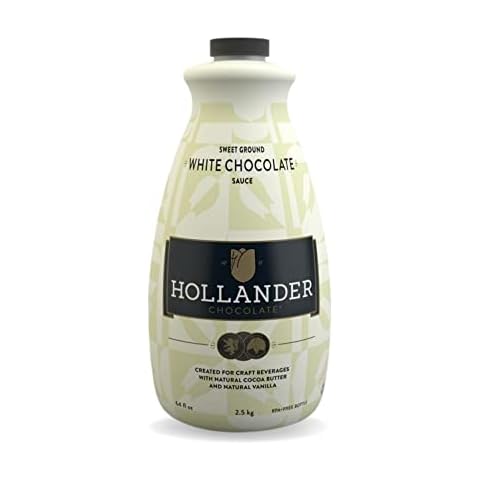 White Chocolate Café Sauce™ by Hollander Chocolate Co. | Gourmet White Chocolate Sauce with Real Cocoa Butter for the Professional or Home Barista - Net Wt 91oz / 64 fl. Oz. Large Bottle Cover