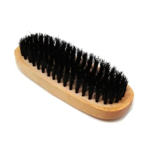 PARENCE.- Cepillo para Zapatos de Madera - 14x5x3 cm - Cerdas Negras semiduras - Cuero, Ante, Nobuck Cuidados - Cepillo de Limpieza y Pulido para Zapatos, Botas y Bolsos