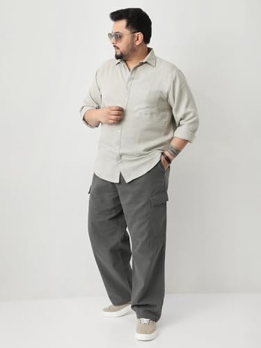 Image of Urbano Plus Men's Linen Blend Full Sleeve Relaxed Fit Casual Solid Shirt