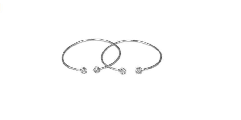 Better Jewelry Textured Ball .925 Sterling Silver West Indian Bangles (Pair) (Made in USA)