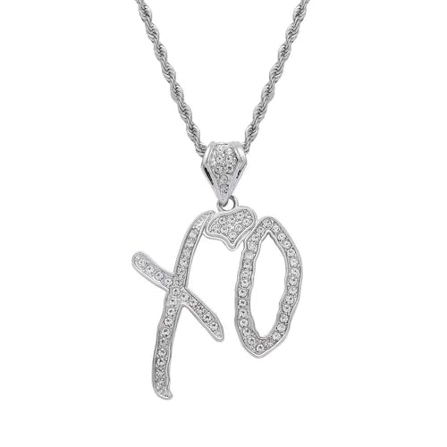 Unise High Hip Hop XO Letter Pendant Necklace For Women Men, Fashion Cubic Zirconia Exaggerate Creative Gift Jewelry