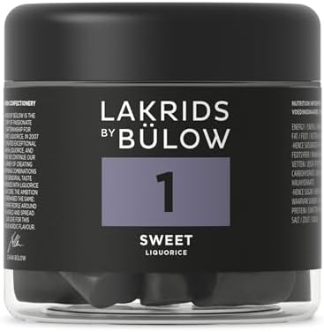 LAKRIDS BY BÜLOW - 1 - Black Licorice - Sweet - 5.3 oz - Vegan Gourmet Licorice from Scandinavia - Gluten Free & Gelatine Free - Swedish Candy Alternative