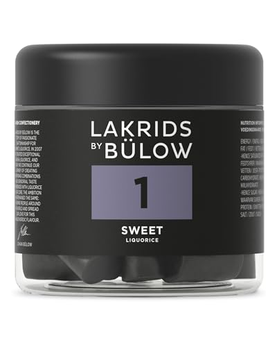 LAKRIDS BY BÜLOW - 1 - Black Licorice - Sweet - 5.3 oz - Vegan Gourmet Licorice from Scandinavia - Gluten Free & Gelatine Free - Swedish Candy Alternative