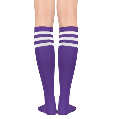 Image of Century Star Knee High Socks for Women Long Tube Socks with Stripes | Soft, Skin Friendly And Stretchy, Vibrant Colors Perfect For Daily Wear, Sports, Halloween And Christmas