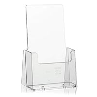 Standfester DIN Lang Flyerständer der Marke taymar als transparenter „trifold“ Flyerhalter, Tisch-Prospekthalter, Prospektständer, glasklarer Tischprospektständer für DL Flyer und DIN A6 Postkarten