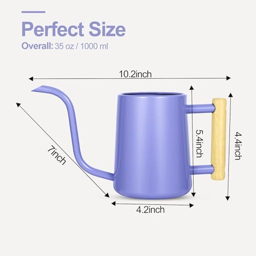 Image of Watering Can Indoor Plants, 35 oz /1000 ml Metal Stainless Steel Watering Can Pot with Long Spout for Indoor House Plants Bonsai Outdoor Garden Flower Decorative (Purple)