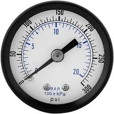 1/2 inch BSP male thread (face thread back side mounted thread) x 0-300 PSI (0-20 kg) Double Scale 50mm diameter air pneumatic line Pressure checking Gauge - 1 No-image-33