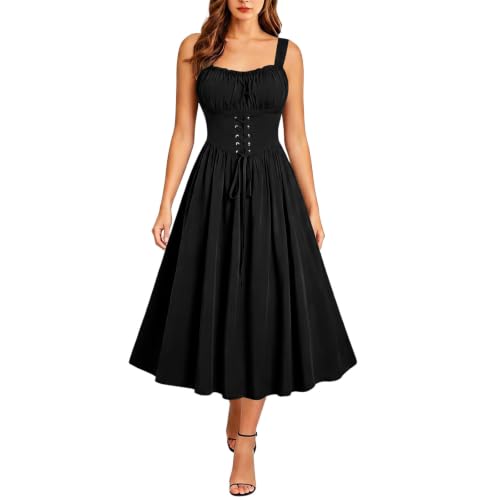 Halloween Dresses for Women Renaissance Costume Medieval Fairy Corset Dress