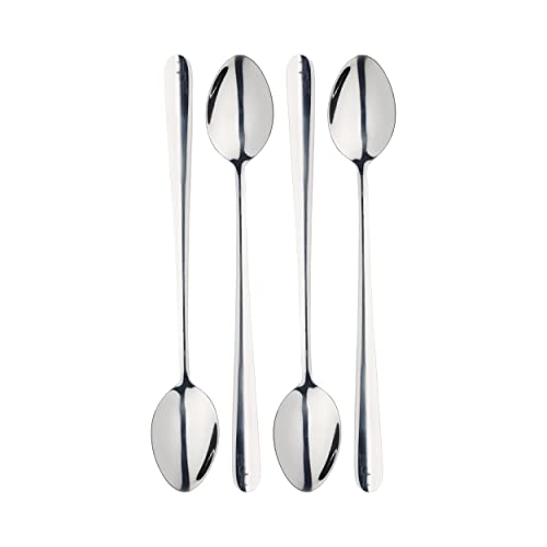 MasterClass Cucharas Latte para Lattes, Helados, Batidos, Acero inoxidable, 12 cm, Juego de 4, Plata