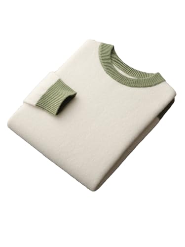 Men’S Casual Merino Wool Pullover Sweater Thick O-Neck Long Sleeve Soft Knitwear Jumper Top