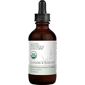 Organic Lugol’s Iodine, Iodine and Potassium Iodide 2% Solution 3000 mcg – Liquid Supplement Drops for Thyroid Support…