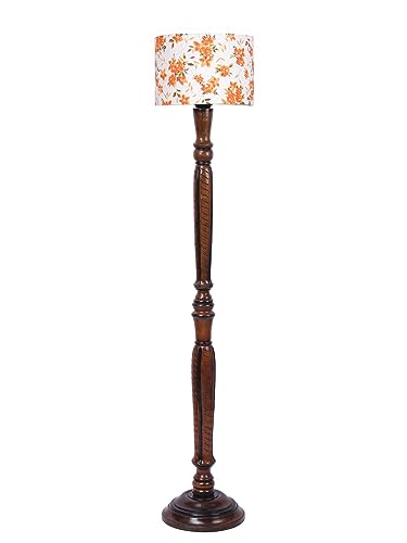 Image of Devansh Multicolor Cotton Wooden Floor Lamp -14