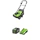 Greenworks 40V Vertikutierer und Rasenharke mit bürstenlosem Motor, 3100 U/min, 38 cm Arbeitsbreite, 5 Tiefen, 45 L Auffangbehälter，40V 4Ah Akku & Ladegerät,