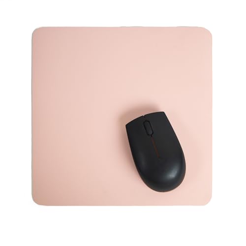 Image of Bellblock Mouse Pad | Computer Mouse Mat | Vegan PU Leather | Anti-Slip | Smooth Mouse Control | Spill-Resistant Surface | Blue & Tan | 22 x 22 cm (Pack of 1) (Pink & Green, Square)