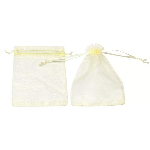 Image of Dealglad 100pcs Drawstring Organza Jewelry Candy Pouch Party Wedding Favor Gift Bags (4x6 inch, Beige)