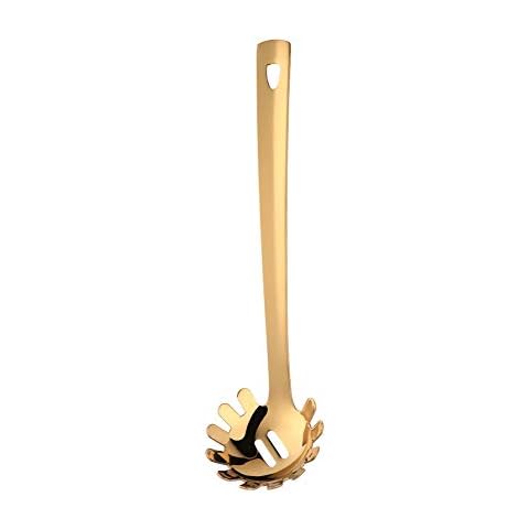 Spaghetti Server, BuyGo Stainless Steel Gold Pasta Spaghetti Fork with Mirror Polish, Metal Pasta Server for Kitchen or Restaurant Cover