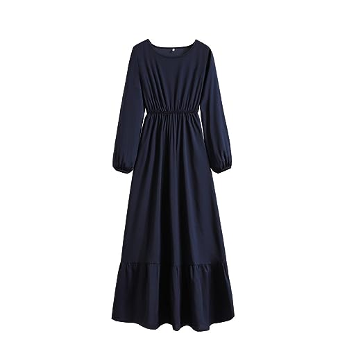 DOTBUY-SHOP Muslimisches Kleid Damen Ohne Hijab Muslim Sommerkleid Lange Robe Naher Osten Dubai Türkei Arab Islamischer Ramadan Gebetskleidung Abaya für Frauen
