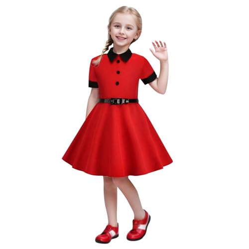 Girls Casual Dresses Solid Color Belted A-Line Dress with Simple Elegance for Daily Wear and Special Occasions2