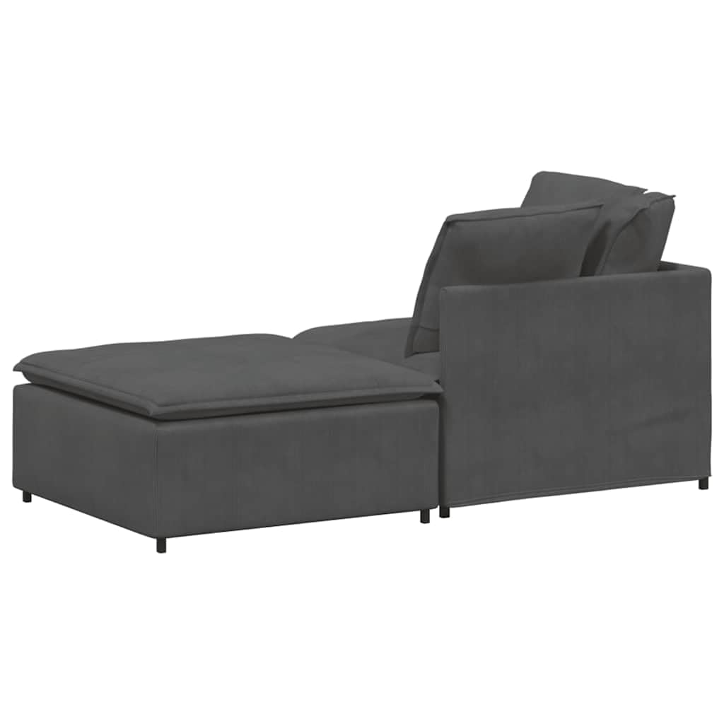 Sofá modular con reposapiés y cojín de pana gris oscuro, 200 x 100 x 64 cm, marco de metal, elemento de montaje para salón, versátil esquina tapizada con otomana y asiento
