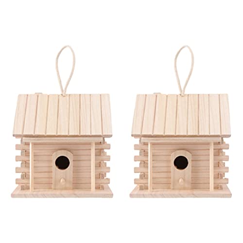 DOITOOL 2pcs Hanging Wooden Bird's Nest Hanging Birds House Paint Your Birdhouse Country Decor Natural Wood Birdhouse Outdoor Bird House Outdoor Decor Wood Decor Rural Big Bird Cage