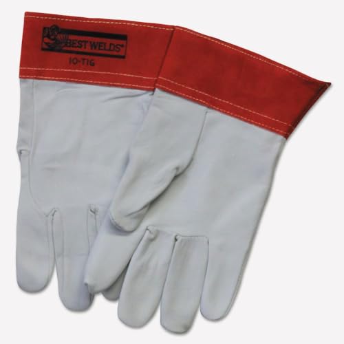 BEST WELDS 902-10TIG-XL - 10-TIG Capeskin Welding Gloves, X-Large, White/Red