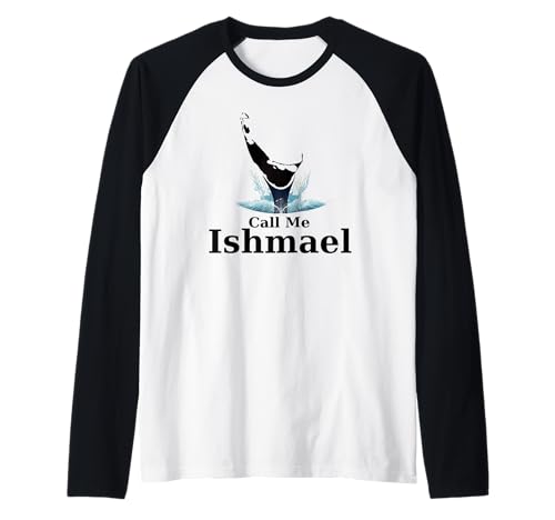 Call Me Ishmael - Moby Dick Nantucket Whale Tale Mapa Camiseta Manga Raglan