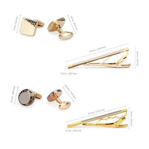 Image of Wynameleri Cufflinks and Tie Pins Tie Clips Set of 2 Accessories for Men