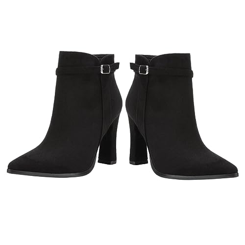 Bottines en suédine Beavorty pour femme avec talon stable et fermeture éclair latérale