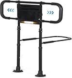 Standing Aid Bed for Older Adults Height Adjustable Handle Bed Safety Gate with Storage Bag Standing Aid Seniors Motion Sensor Light Withstand 180 kg (60 * 70 * 100cm)