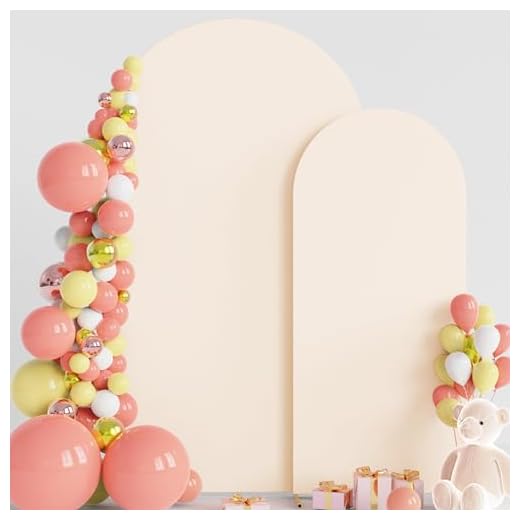 Wokceer Wedding Arch Backdrop Cover 7.2FT, 6FT Spandex Fitted Wedding Arch Stand Covers 2 Set Round Top Chiara Backdrop Stands Cover for Birthday Party Ceremony Banquet Decoration Beige
