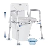 Bedside Commode, Toilet Seat Risers for Seniors, Raised Toilet Seat with Handles, Width and Height Adjustable Raised Toilet Seat with Handles for Elderly
